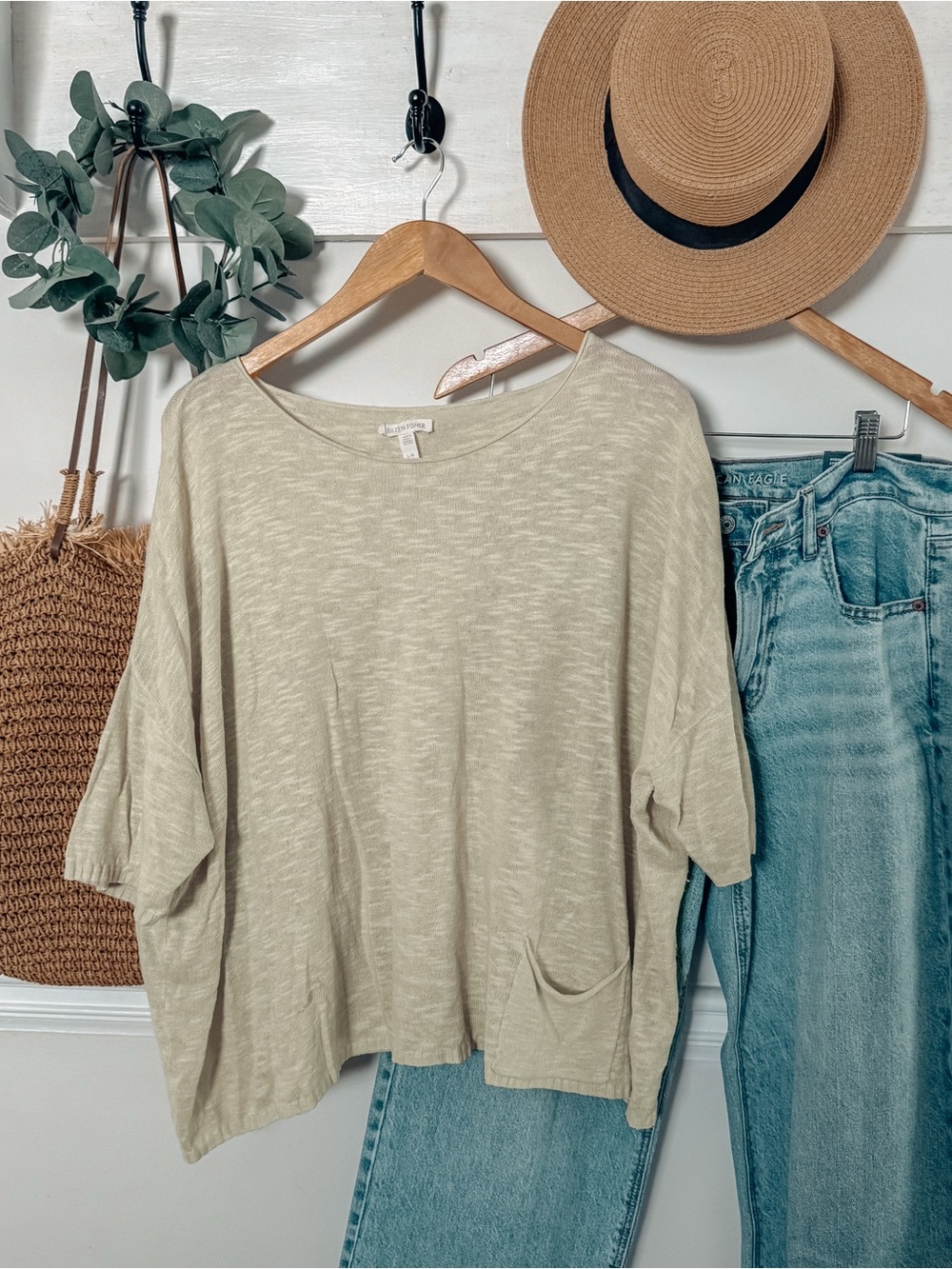 Eileen Fisher Relaxed Top in Neon Yellow-Linen & Cotton
